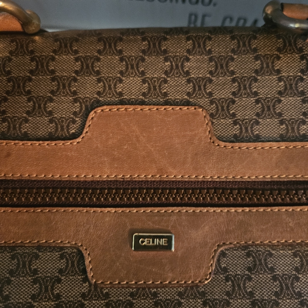 Celine Brown Monogram Canvas Top-Handle Satchel - Picture 5 of 16